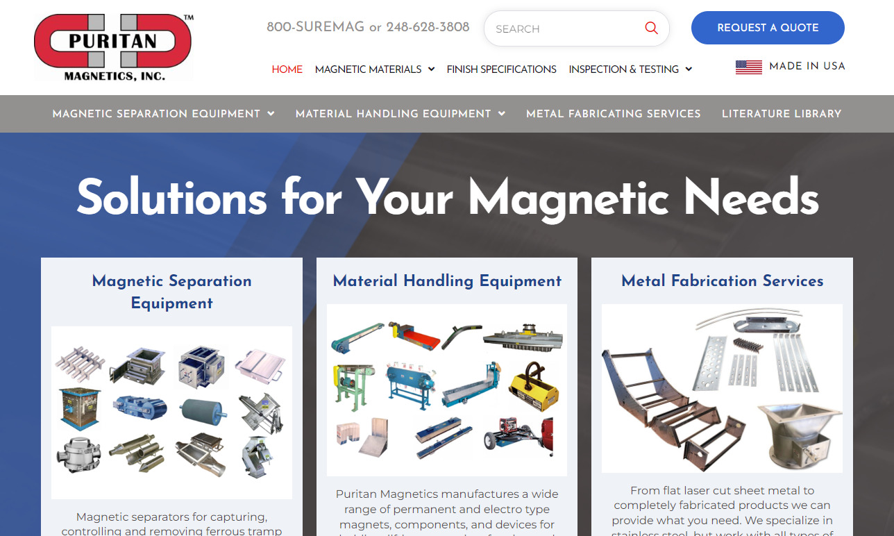 Puritan Magnetics, Inc. - Magnetic Separators/Magnetic Separation  Equipment/Separation and Material Handling Equipment, Magnetic Separators.